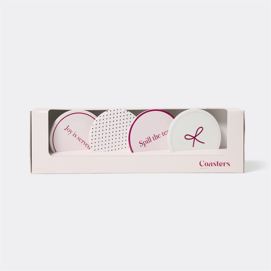 Pink & Berry Ceramic Coaster Set – 4 Pack