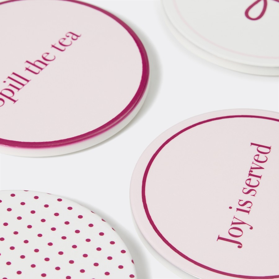 Pink & Berry Ceramic Coaster Set – 4 Pack
