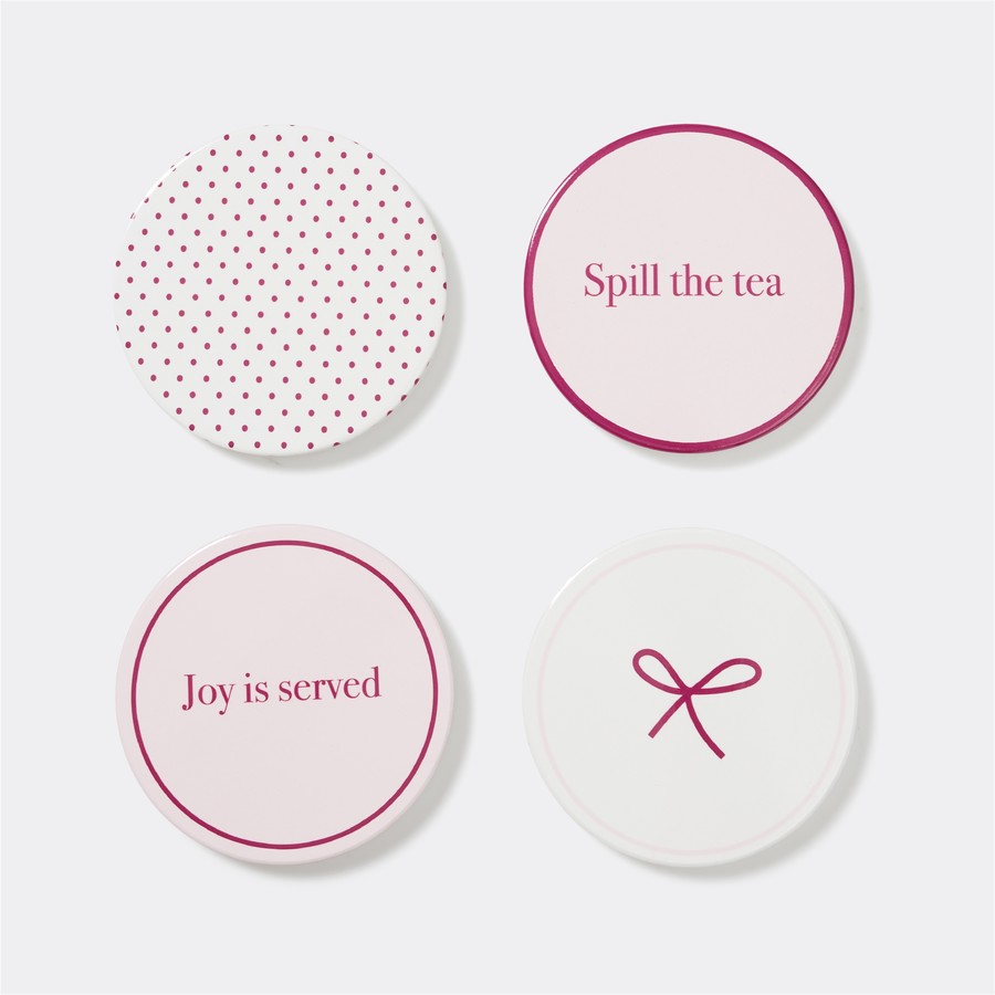 Pink & Berry Ceramic Coaster Set – 4 Pack