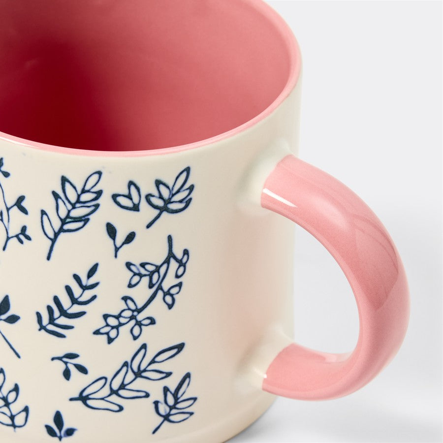 Etched Floral Mug - Pink