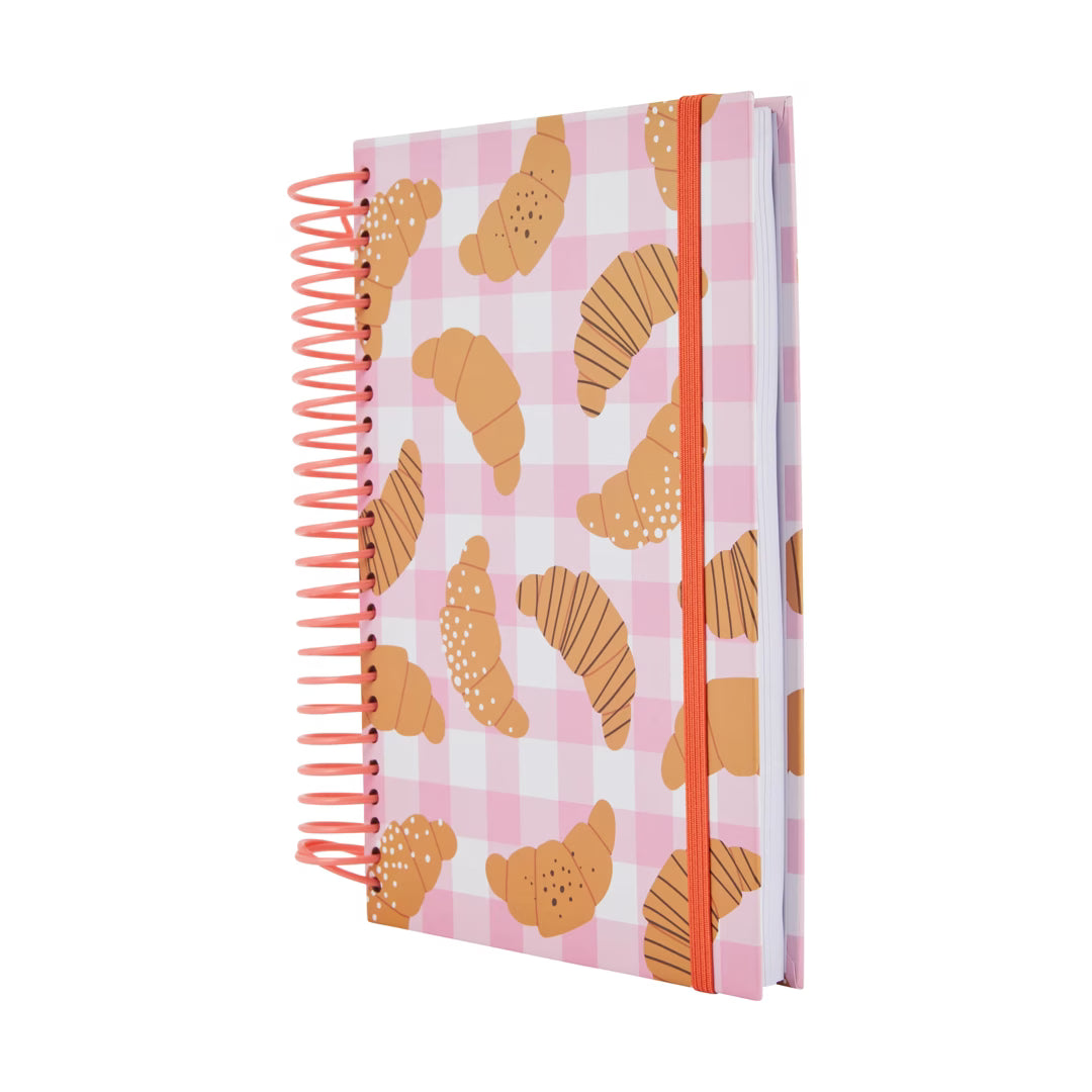 Cute Croissant Spiral Notebook - A5 Ruled Journal for Planning & Writing