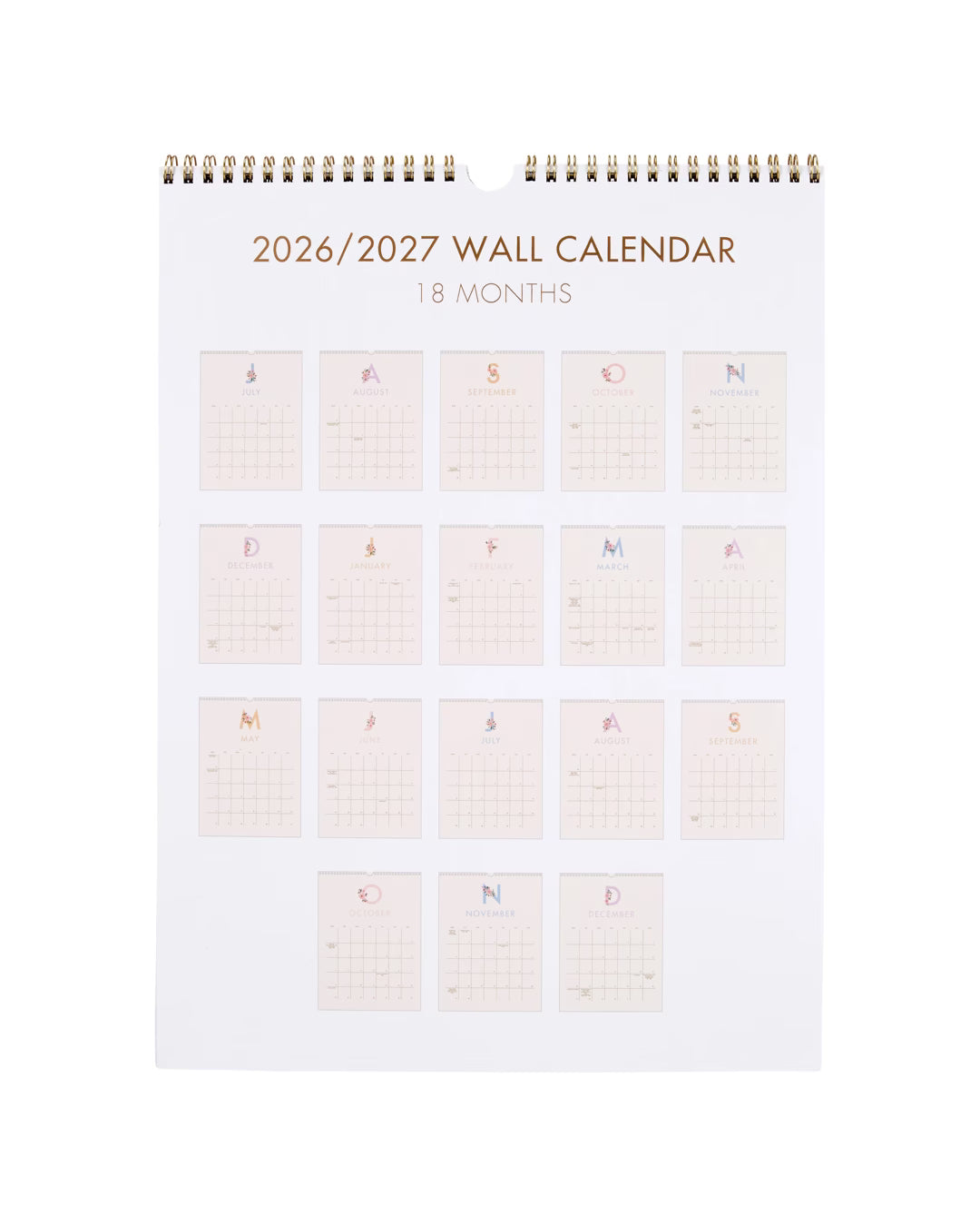 2026/2027 Floral Wall Calendar - 18-Month Hanging Planner