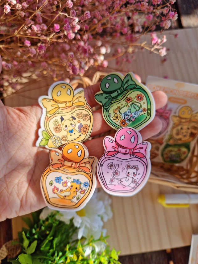 Pokemon Perfume Sticker Pack of 4 | Mimikyu, Pikachu, Mew