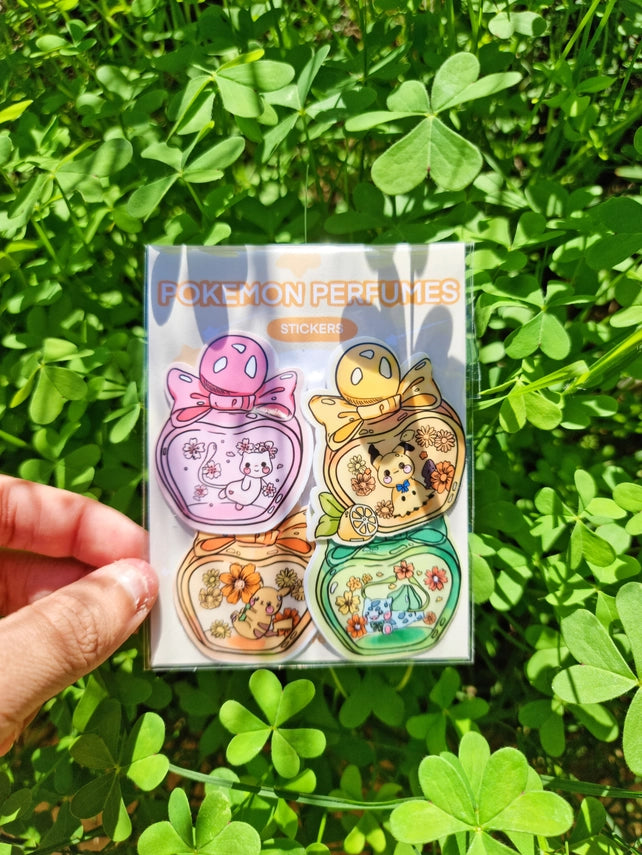 Pokemon Perfume Sticker Pack of 4 | Mimikyu, Pikachu, Mew