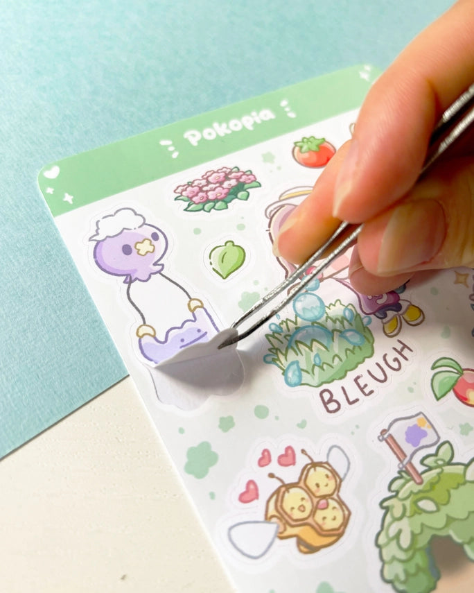 Pokemon Pokopia Sticker Sheet - 14pcs Matte Vinyl Kiss Cut