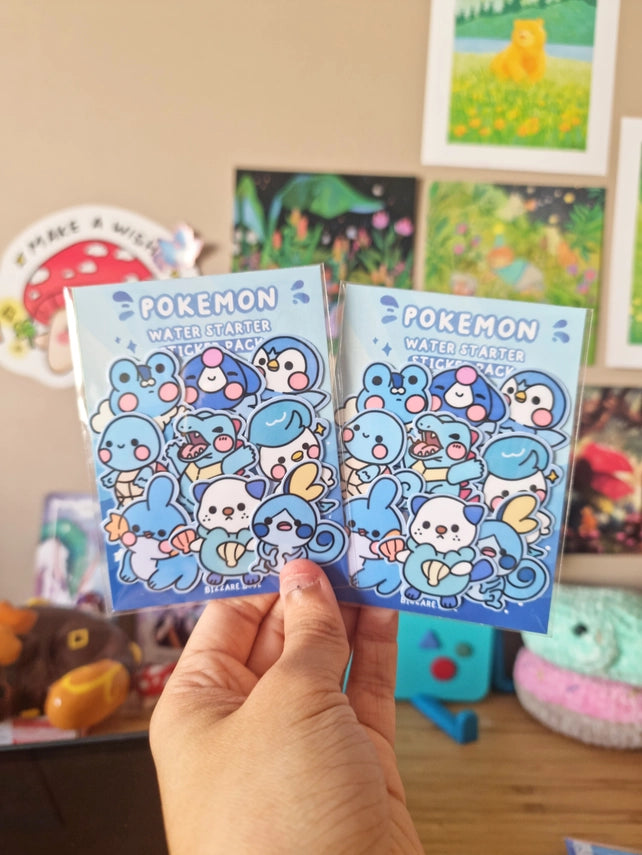 Water Pokemon Starter Sticker Pack of 9