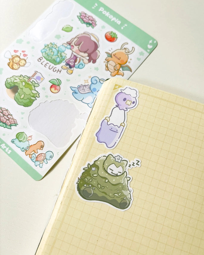 Pokemon Pokopia Sticker Sheet - 14pcs Matte Vinyl Kiss Cut
