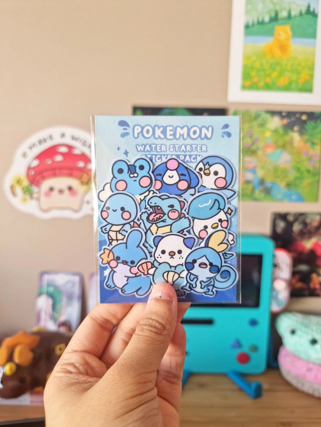 Water Pokemon Starter Sticker Pack of 9