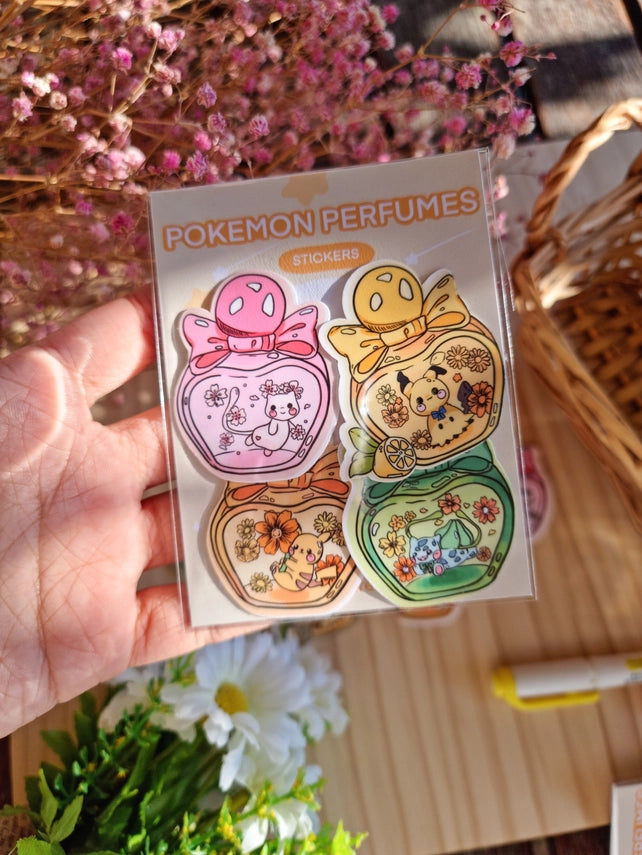 Pokemon Perfume Sticker Pack of 4 | Mimikyu, Pikachu, Mew