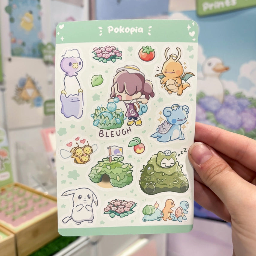 Pokemon Pokopia Sticker Sheet - 14pcs Matte Vinyl Kiss Cut