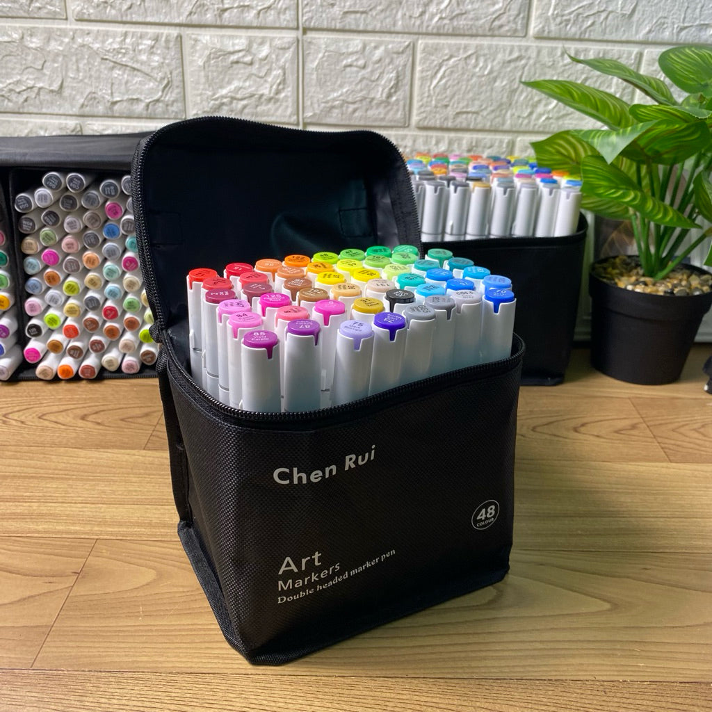 48 Colors Marker Pen Set Alcohol Art Markers Dual Tips Sketching Drawing